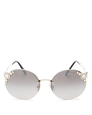 Miu Miu Women's Embellished Round Rimless Sunglasses, 60mm