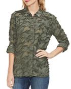 Vince Camuto Fringed Camo Roll-tab Shirt
