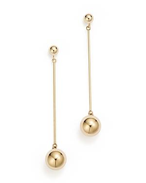 14k Yellow Gold Ball Stud Drop Earrings