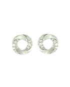 Frederic Sage 18k White Gold Mini Halo Diamond Stud Earrings
