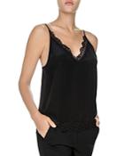 The Kooples Lace-trimmed Silk Cami