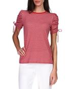 Michael Michael Kors Floral Print Ruched Sleeve Top