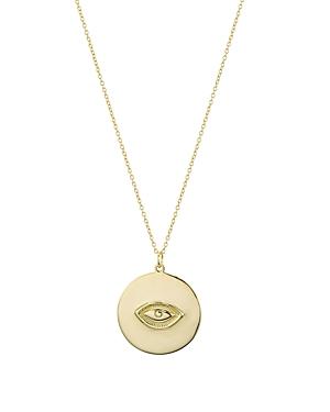 Argento Vivo Evil Eye Disc Pendant Necklace In 18k Gold-plated Sterling Silver, 24