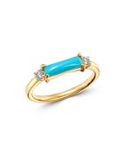 Bloomingdale's Turquoise & Diamond Accent Band In 14k Yellow Gold - 100% Exclusive