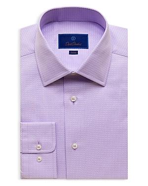 David Donahue Cotton Micro Diamond Trim Fit Dress Shirt