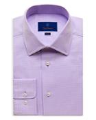 David Donahue Cotton Micro Diamond Trim Fit Dress Shirt