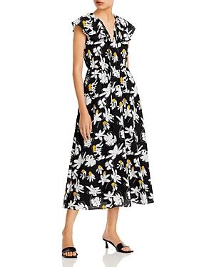 Jason Wu Sleeveless Ruffled V Neck Midi Dress