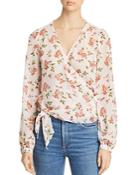 Red Haute Floral-print Wrap Top