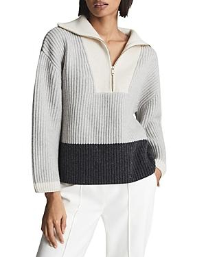 Reiss Jackie Half Zip Color Blocked Sweater