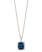 Bloomingdale's London Blue Topaz & Diamond Bezel Pendant Necklace In 14k Rose Gold, 18 - 100% Exclusive