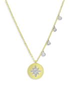 Meira T 14k Yellow Gold Diamond Starburst Disc Pendant Necklace, 18