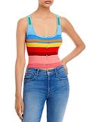 Alice And Olivia Daryn Striped Button Tank Top