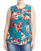 Lucky Brand Plus Floral Silk Blouse