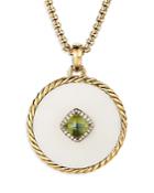 David Yurman Dy Elements Disc Pendant In 18k Yellow Gold With Cacholong, Peridot And Pave Diamonds