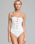 Juicy Couture Bow Chic Tie Bandeau Maillot One Piece Swimsuit