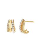 Rachel Reid 14k Yellow Gold Freshwater Pearl & Diamond J Hoop Earrings