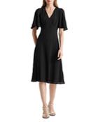 Lauren Ralph Lauren Button Shoulder Flutter Sleeve Dress