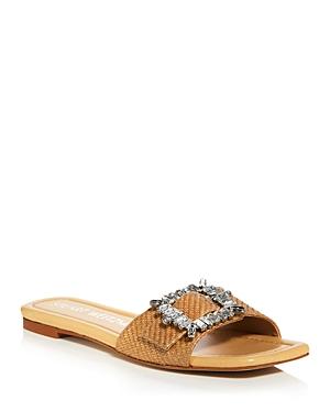 Stuart Weitzman Women's Shine Buckled Slide Sandals