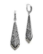John Hardy 18k Yellow Gold & Sterling Silver Classic Chain Reticulated Bead Accent Jawan Drop Earrings