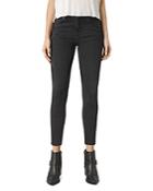 Allsaints Nim High Waist Skinny Crop Jeans In Washed Black