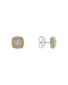 Lagos 18k Gold And Sterling Silver Diamond Lux Square Stud Earrings
