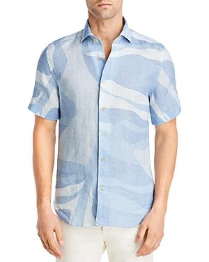 Corenliani Linen Wave Print Shirt
