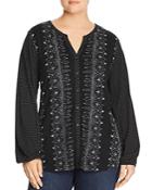 Lucky Brand Plus Mixed Print Button-down Top