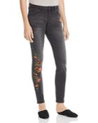 Jag Jeans Sheridan Skinny Embroidered Jeans In Coalwash