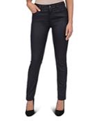 Gerard Darel Mid Rise Full Length Coated Studded Slim Jeans In Blue