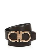 Salvatore Ferragamo Reversible Textured Calfskin Belt With Double Gancini Buckle