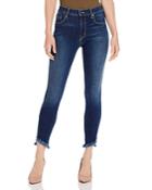 Level 99 Janie Frayed-hem Skinny Jeans In Moonless