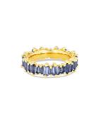 Suzanne Kalan 18k Yellow Gold Fireworks Blue Sapphire Baguette Asymmetrical Band