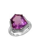 Bloomingdale's Amethyst & Diamond Statement Ring In 14k White Gold - 100% Exclusive