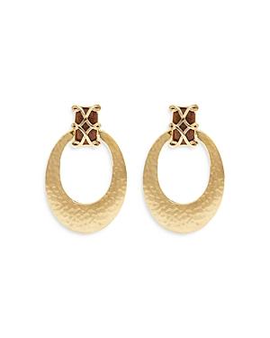 Capucine De Wolf Estella Caged Teak Drop Earrings In 18k Gold Plate