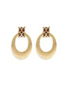 Capucine De Wolf Estella Caged Teak Drop Earrings In 18k Gold Plate