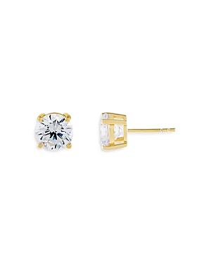 Adinas Jewels Cubic Zirconia Stud Earrings In Gold Tone Sterling Silver