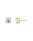 Adinas Jewels Cubic Zirconia Stud Earrings In Gold Tone Sterling Silver
