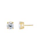 Adinas Jewels Cubic Zirconia Stud Earrings In Gold Tone Sterling Silver