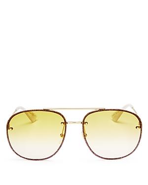 Gucci Glitter Aviator Sunglasses, 62mm