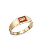 Madison 501 Diamond Enamel Baguette Ring In 14k Yellow Gold
