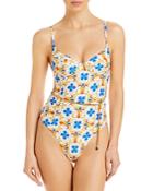 Weworewhat Danielle Printed One Piece Swimsuit