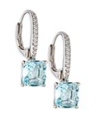 Nadri Modern Love Light Blue Cubic Zirconia Square Drop Earrings In Rhodium Plated