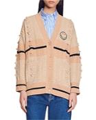 Sandro Simon Smiley Patch Color Blocked Cardigan