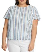 Vince Camuto Plus Striped Frayed-edge Top - 100% Exclusive