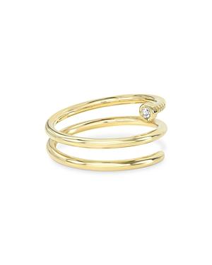 Zoe Lev 14k Yellow Gold Diamond Nail Double Cuff Ring