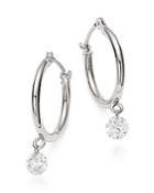 Aerodiamonds 18k White Gold Solo Diamond Dangle Hoop Earrings