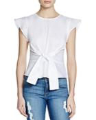 Lucy Paris Belted Ruffle Sleeve Chambray Top - Bloomingdale's Exclusive