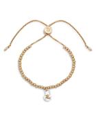 Ralph Lauren Two Tone Beaded Lock Charm Bolo Bracelet