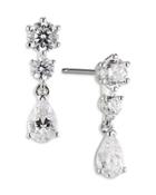 Nadri Prima Round & Pear Shape Cubic Zirconia Drop Earrings In Rhodium Plated