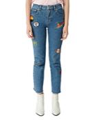 Maje Patchy Skinny Jeans With Patches